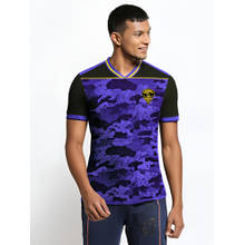 FanCode Shop Black & Purple All Over Printed Half Sleeves V-Neck Polyester T-Shirt