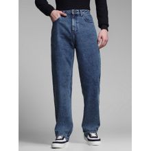 Jack & Jones Men's Blue Solid Straight High Waist Jeans