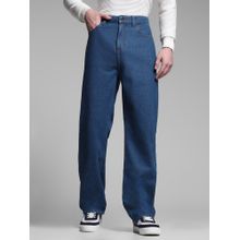 Jack & Jones Men's Blue Solid Straight High Waist Jeans