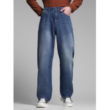 Jack & Jones Men's Blue Solid Straight High Waist Jeans