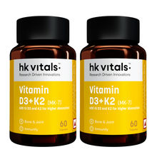 HealthKart HK Vitals Vitamin D3 (2000 IU) With Sunflower Oil & 60 Vitamin D Capsules (Pack Of 2)