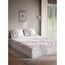 Ddecor Live Beautiful Cotton Floral Double Bedsheet With 2 Pillow Covers, 144 TC - Pink