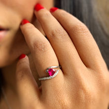 Ornate Jewels Aaa Grade American Diamond Cubic Zirconia Dil Red Ruby Heart Ring For Women