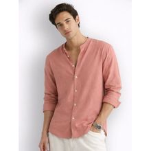Cove and Lane Mandarin Air Linen Coral Pink Regular Fit Shirt