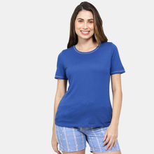 Jockey Rx71 Womens Micro Modal Cotton Relaxed Fit Round Neck T-shirt- Blue Quartz