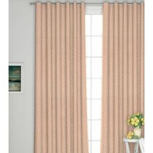 GM Polyester Regular Eyelet Jacquard Ring Top Door Curtain (4.3 Feet x 7 Feet, Brown)