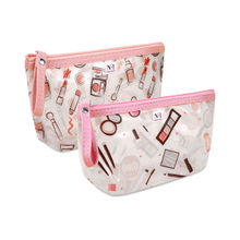 NFI Essentials PU Printed Makeup Pouch for Women Set of 2