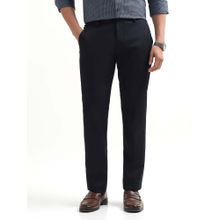 Arrow Mens Navy Blue Mid Waist Solid Formal Trouser