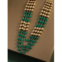 Infuzze Green & Gold Toned Brass Plated Beaded Layered Necklace
