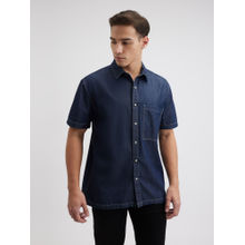 Pepe Jeans Men Blue Short Sleeve Oversized Denim Shirt