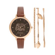 Chumbak Fantastical Elephant Printed Wrist Watch With Bracelet Set