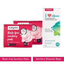 Sirona Cottony Soft Rash Free Sanitary Pads Combo Xl & Xl+ (8 Pcs) With Sanitary Disposal Bags