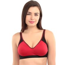 Abelino Red Non-Padded Seamless Full Coverage Sports Bra