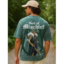 Bewakoof Official Marvel Men's Green Loki Graphic Printed Oversized Acid Wash T-shirt