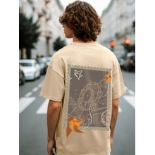 Bewakoof Men's Ginger Root Brown 360 Nostalgia Graphic Printed Oversized T-shirt