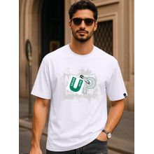 Bewakoof Men'S White Never Give Up Typography Oversized T-Shirt
