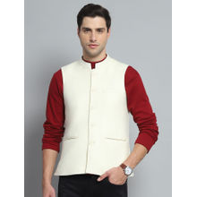 Monte Carlo Men White Solid Nehru Jacket