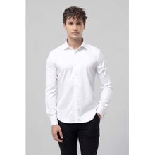 Snitch Double Cuff White Satin Cotton Shirt