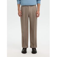 SELECTED HOMME Beige Loose Fit Otto Striped Pleat Trouser