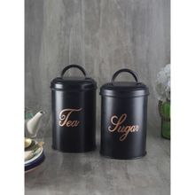 VarEesha Black Matt Tea and Sugar Stainless Steel Jars