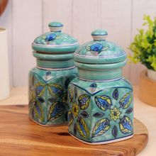 VarEesha Vrinda Green Air Tight Ceramic Square Pickle Jars