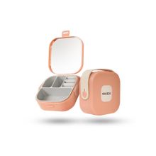 Awestuffs Mini Box Portable Jewellery Storage Box with Mirror and Leather Handle