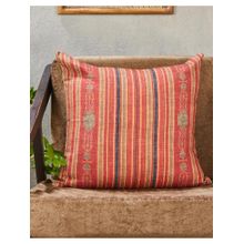 Fabindia Red Zhuri Printed Cotton Decorative Cushion Cover (20x20 inches)