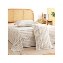 Story@Home 240 TC King Bedsheet with 2 Pillow Covers - White & Blue