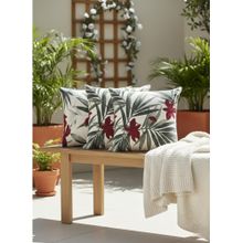 Izaafa Elegant Maroon & Green Botanical Throw Decorative Cushion Covers (18x18 Inches) (Pack of 3)