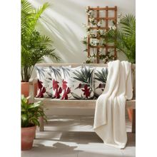 Izaafa Elegant Maroon & Green Botanical Throw Decorative Cushion Covers (18x18 Inches) (Pack of 4)