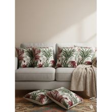 Izaafa Lush Tropical Red & Green Accent Decorative Cushion Covers (18x18 Inches) (Pack of 6)
