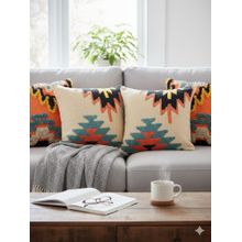 Izaafa Bohemian Tufted Geometric Throw Decorative Cushion Covers (18x18 Inches) (Pack of 4)