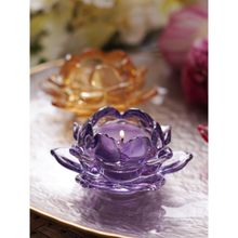Pure Home + Living Purple Glass Lotus Shaped Tealight Holders (Pack of 3)