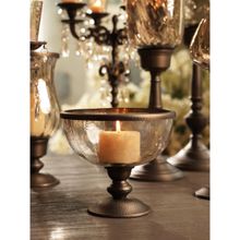 Pure Home + Living Brown Antique Finish Decorative Glass Bowl with Hammered Metal Base