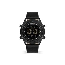 Reaction Kenneth Cole Digital Men Black Leather Strap Rees Watch KRWGD2191203