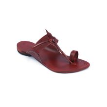 Korakari Kurundwadi Men Maroon Kolhapuri Chappal