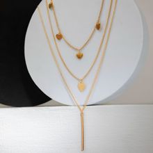 PRITA Layered Heart Bar Drop Gold Plated Necklace