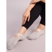 Pilates & Yoga Anti Slip Grip Socks for Women Non Slip Breathable Cotton Socks-Light grey