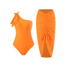 Addery Vibrant Orange One-Shoulder Swimwear (Set of 2)