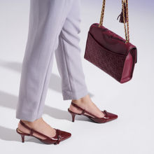 MIORAH Maroon Leather Sandal Heels