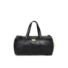 KLEIO Unisex PU Leather Mediun Size Travel Weekender Gym Black Duffle Bag (HO7003KL-BL)