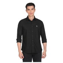 U.S. POLO ASSN. Men Black Premium Cotton Solid Casual Shirt