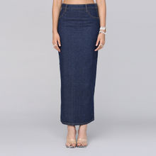 MIXT by Nykaa Fashion Blue High Waist Column Maxi Denim Skirt