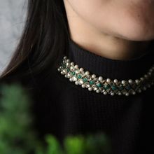 PAYA Kundan-Green Stone Choker Necklace