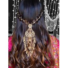 OOMPH Gold Kundan Hair Pin Hair Brooch - Large Floral Design