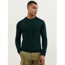 United Colors of Benetton Green Regular Fit Crew Neck Solid Premium Sweater