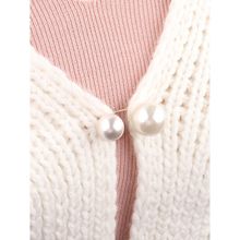 Yellow Chimes Women Set of 6 Pink and White Pearl Sweater Shawl and Brooch Pin