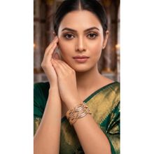 Adwitiya Women's Tri-Tone , Rose Gold, And Silver Plated Cnc Braided Bangles (Pack of 2)