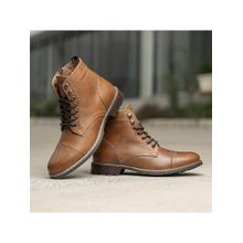 Red Tape Mens Solid Tan Genuine Leather Ankle Length Boots