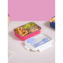 Nestasia 3-Compartment Lunch Box with Removable Stainless Steel Tray Pink 750 ml